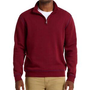 NWT Robert Graham Men’s Fulham Quarter Zip Maroon Sweater Pullover XL